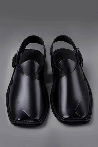 Premium Black Charsadda Chappal with Sleek Modern Ecowears Store