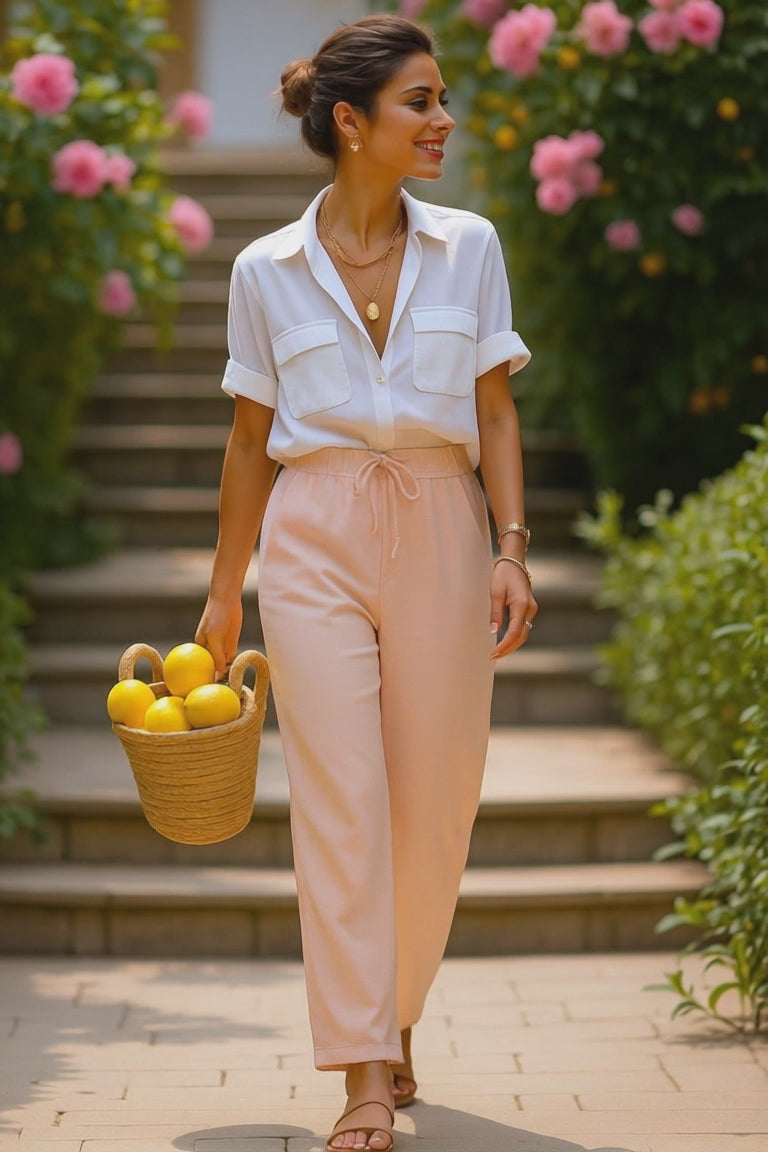 Peachline Wide Leg Trouser - Light Peach