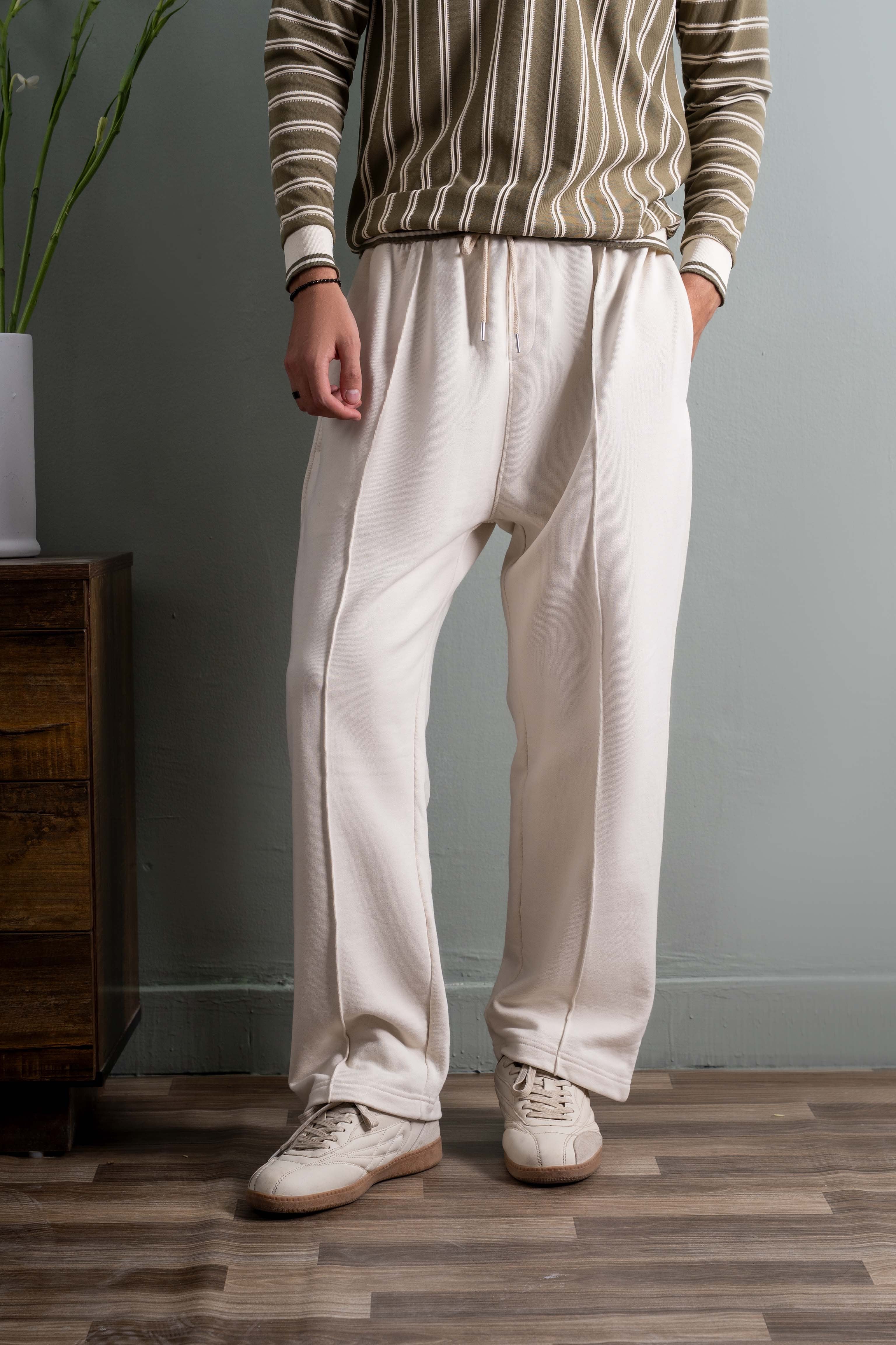 
                          Relaxed Fit Platted Trouser - Cream Beige Ecowears.pk
                        