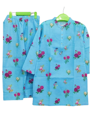 Girls Khaddar Embroidered Suit -Blue