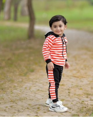 Winter Striped Hoodie Suit