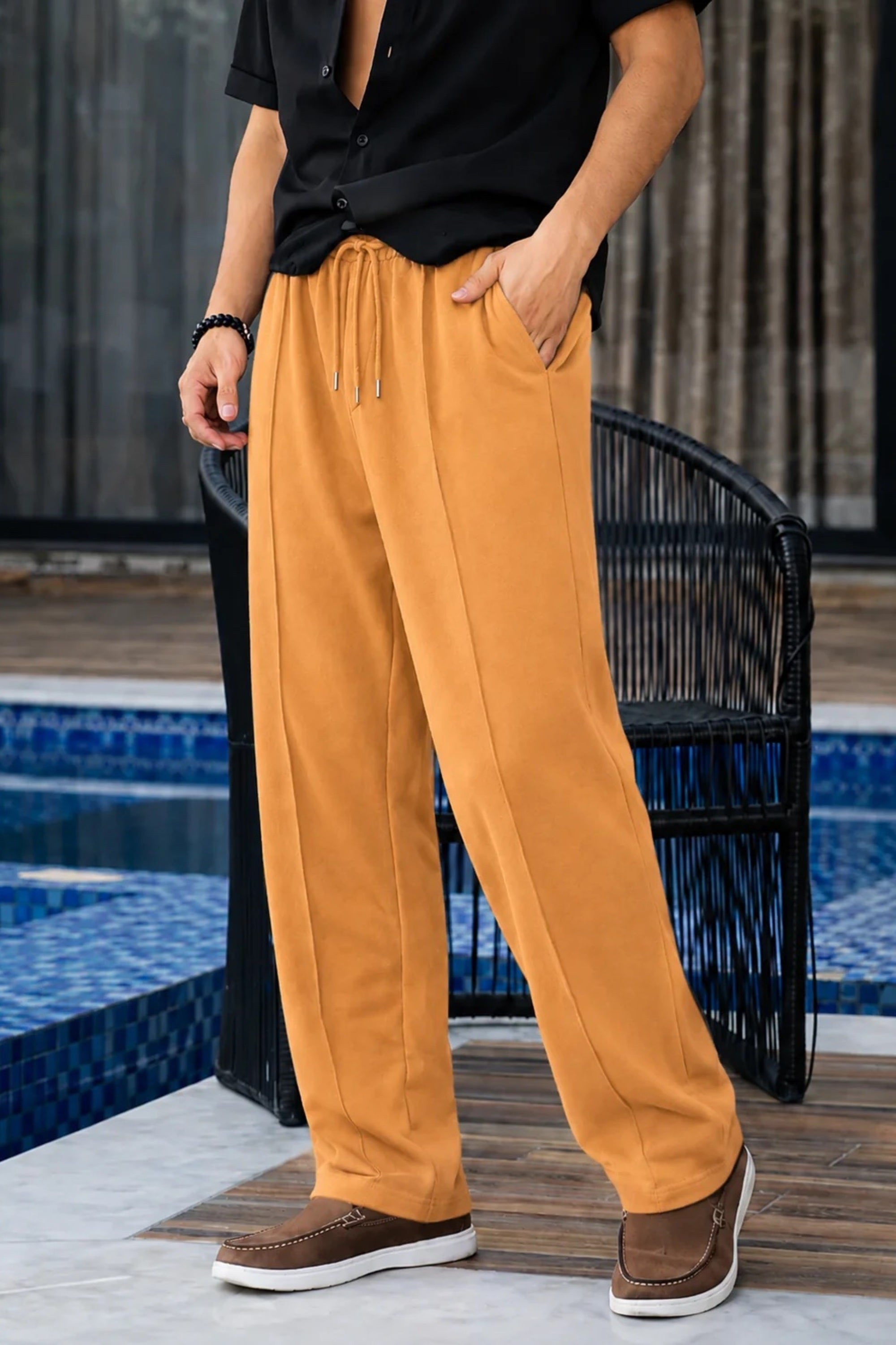 
                          Rust Straight-Fit Trousers Ecowears Store
                        