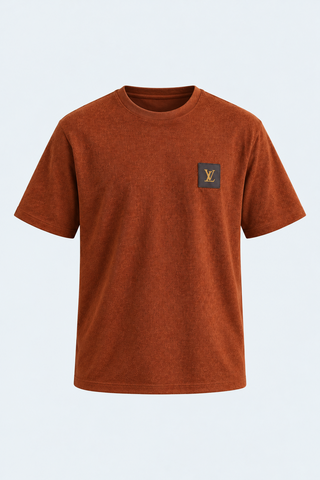 Rust Textured Casual Tee — front studio view