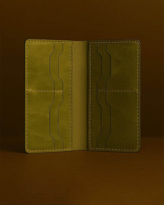 Rustow Moss Olive Vertical Card Wallet – Premium Leather Finish Ecowears Store