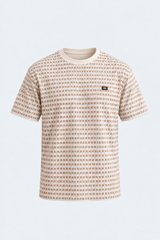 Sandstone Micro Print Tee – Cream — front studio view