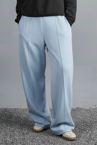Serene Blue Flow Wide-Leg Trousers - Light Blue Ecowears Store