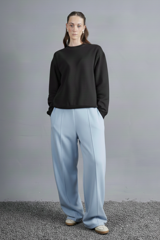 Serene Blue Flow Wide-Leg Trousers - Light Blue Ecowears Store