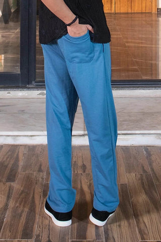 Sky Blue Relaxed Fit Trousers Ecowears Store