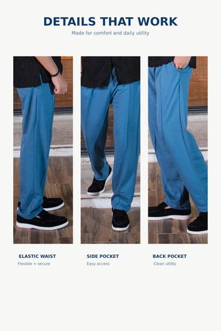 Sky Blue Relaxed Fit Trousers Ecowears Store