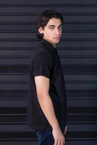 Solid Black Polo Shirt for Men Ecowears Store
