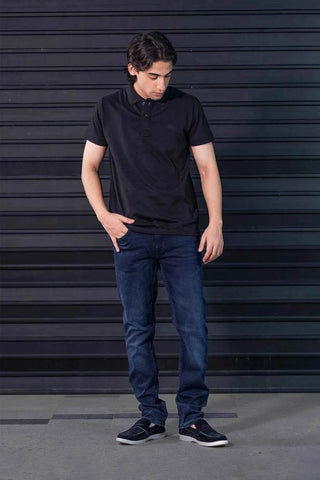 Solid Black Polo Shirt for Men Ecowears Store
