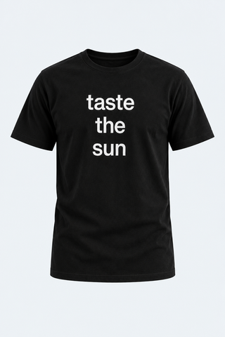 Taste The Sun T-Shirt - Regular Fit Black Tee for Ultimate Everyday Comfort and Style — front studio view