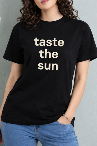 Taste the Sun Graphic Tee – Women's Black Cotton Statement T-Shirt Ecowears Store