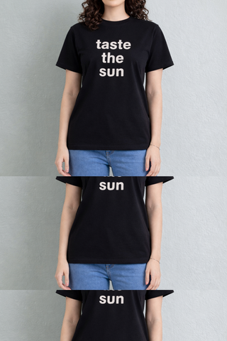Taste the Sun Graphic Tee – Women's Black Cotton Statement T-Shirt Ecowears Store