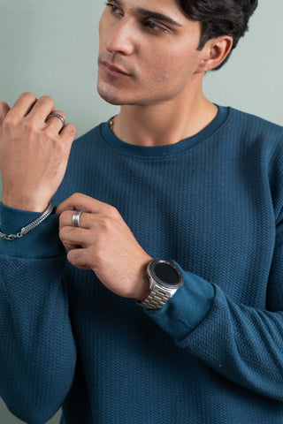 Teal Textured Sweatshirt Ecowears Store