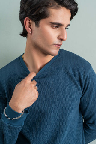 Teal Textured Sweatshirt Ecowears Store