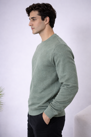 Textured Crew Neck Sweatshirt – Sage Green Ecowears Store