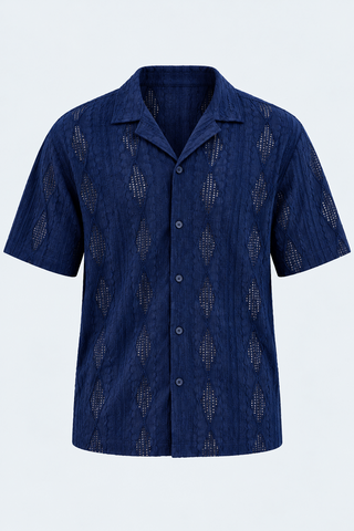 Twilight Escape Eyelet Shirt - Blue — front studio product image