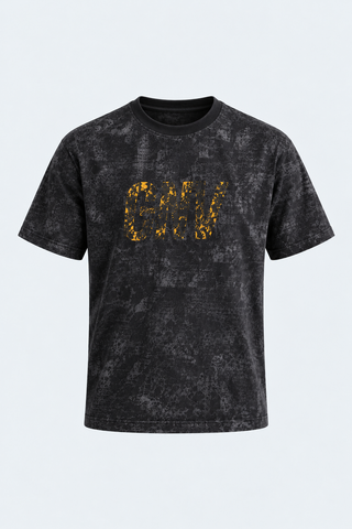 Urban Glow Graphic Tee – Charcoal — front studio view