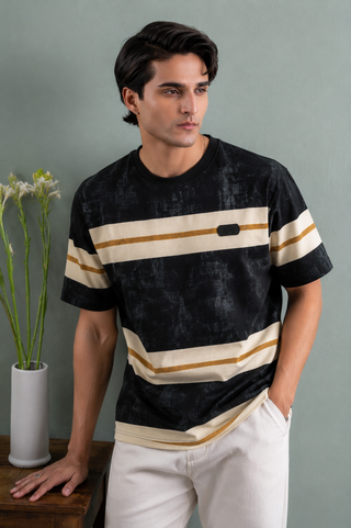 Urban Stripe Statement Tee – Black Ecowears Store