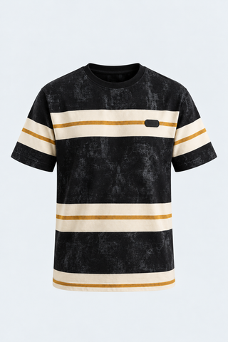 Urban Stripe Statement Tee – Black — front studio view