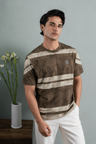 Vintage Marble Stripe Tee – Brown Ecowears Store