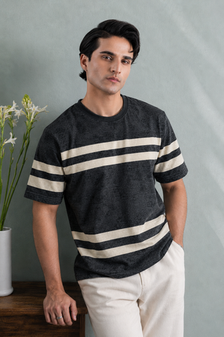 Vintage Stripe Street Tee – Charcoal Ecowears Store
