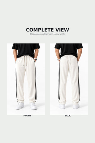 Men's White Lined Relaxed-Fit Trouser Ecowears.pk