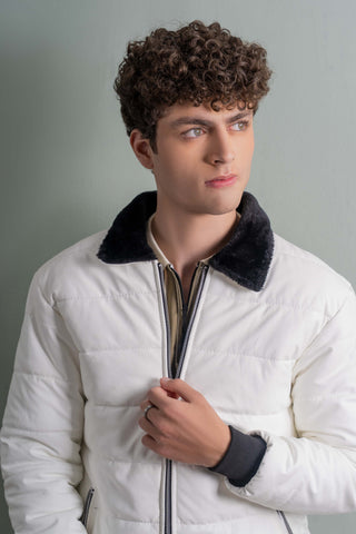 White Puffer Bomber Jacket Ecowears Store