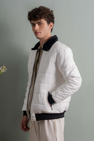 White Puffer Bomber Jacket Ecowears Store