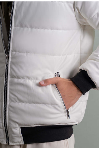 White Puffer Bomber Jacket Ecowears Store