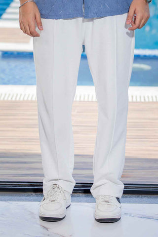 Side Profile Relaxed Trousers - White Comfort Fit - Ecowears.pk