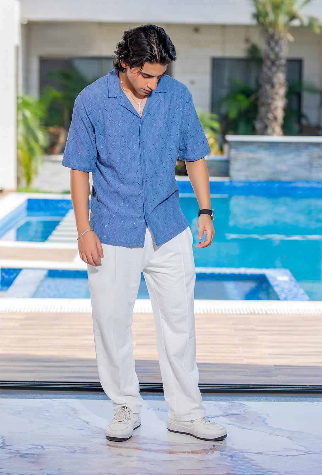 Blue Mirage Button-Down Shirt for Ultimate Comfort and Effortless Style - Ecowears.pk