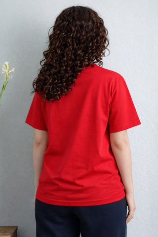 Women's Red Cotton T-Shirt – Classic Fit, Everyday Essential Ecowears Store
