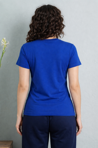 Women's Royal Blue Cotton Crew-Neck T-Shirt Ecowears.pk Women's T-Shirts