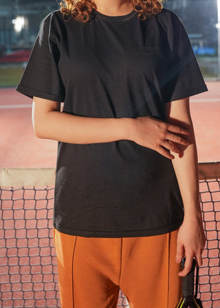 Classic Black Crew Neck T-Shirt – Women's Timeless Cotton Fit Ecowears Store