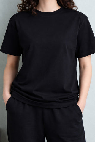 Classic Black Crew Neck T-Shirt – Women's Timeless Cotton Fit Ecowears Store