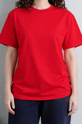 Women's Red Cotton T-Shirt – Classic Fit, Everyday Essential Ecowears Store