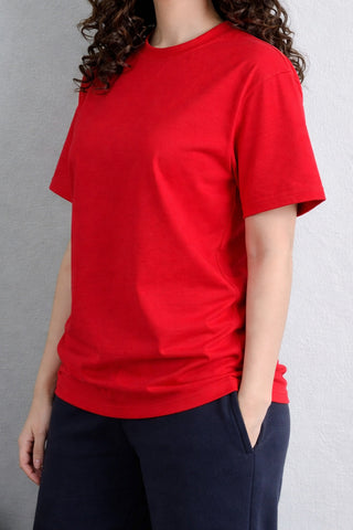 Women's Red Cotton T-Shirt – Classic Fit, Everyday Essential Ecowears Store