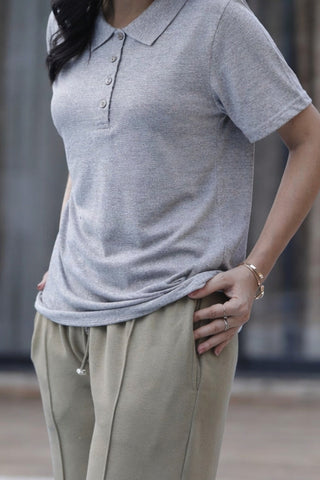 Emerald Polo Slim Grey Ecowears Store